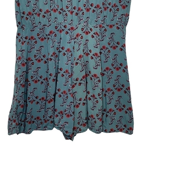 Urban Outfitters Teal Floral Romper Cap Sleeves Size XS - Picture 7 of 12
